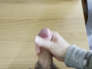 Preview 2 of Amateur femboy twink wanks his fat cock and has a massive cumshot !!