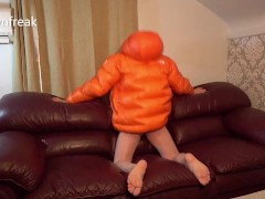 Fetish Leather Sofa Humping With North Face Down Jacket Ends With Cum Covered Nylon. - Screenshot 10 of 16 - Leather Couch