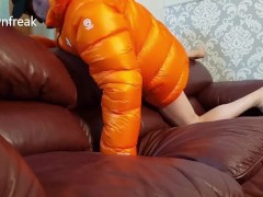 Fetish Leather Sofa Humping With North Face Down Jacket Ends With Cum Covered Nylon. - Screenshot 5 of 16 - Leather Couch