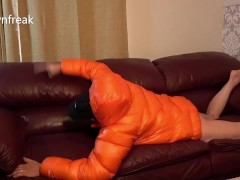 Fetish Leather Sofa Humping With North Face Down Jacket Ends With Cum Covered Nylon. - Screenshot 7 of 16 - Leather