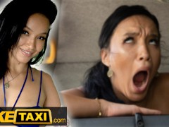 Fake Taxi Bikini Babe Asia Vargas strips in the back of the cab to the drivers delight