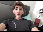 Cute Anime Cartoon Boy Guy Jerks his Cock and Cums on his Face ...