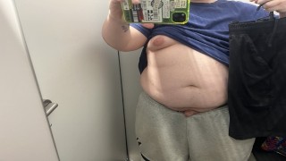 In A Store Fitting Room A 22-Year-Old Obese Man Masturbates
