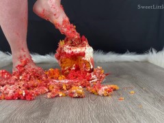 Fire cake, messy cake smoosh with my feet