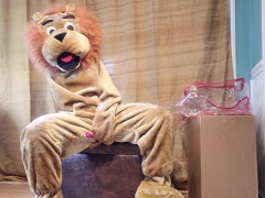 Squirting in my Lion Mascot Suit