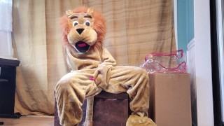Squirting in my Lion Mascot Suit