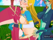 Preview 2 of The Legend of Zelda is fucked (Double Penetration Futanari) by Princess Mipha and Midna - Hentai HA