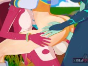 Preview 3 of The Legend of Zelda is fucked (Double Penetration Futanari) by Princess Mipha and Midna - Hentai HA