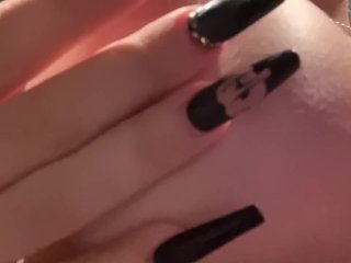 baby in the shower fucks herself with a dildo.  cock between feet