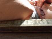 Preview 4 of Public nudity playing with my pussy spread wide open on the front porch
