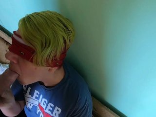 Blindfolded Blowjob & Cum Eating from_Her Palm