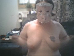 Piggy Plays With Tits Verbal Humiliation Repeat After Me Submissive Pig Training for Female Pigs