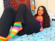 Preview 3 of Hairy Onlyfans PAWG PinkMoonLust Strips Naked Cute Socks Hairiest Legs ManyVids Solo Female E Slut