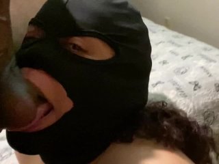 masked, blowjob, bull, interracial