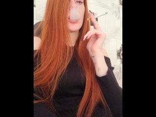 redhead, smoking fetish, smoking cigarette, solo female