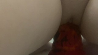 sticking an 11 inch Baddragon tentacle dildo in my tight pussy underwater