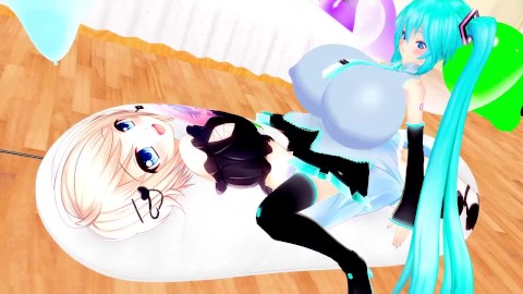 Imbapovi - Busty Miku Plays with Inflatable Pillows