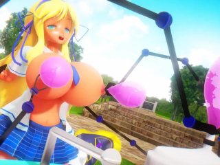 inflation, breast expansion, animation, giantess growth