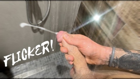 Pulsing DICK under the shower spray💦💦