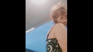SLUT MASTURBATE IN FRONT OF EVERYONE WHILE PUMPING GAS