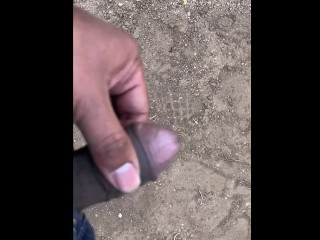 Risky Small Penis Outdoor Jerk in Texas Desert | Desert Storm | Uncut Small Penis | Cum