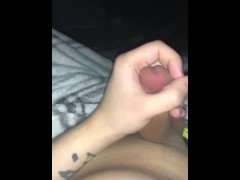 Teen rubbing his big cock 