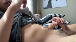 Jerking Off My BIG THICK COCK Picturing An Assbouncing On It And CUMMING A LOT
