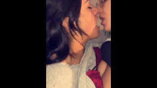2 girls frenchkissing in the bathroom