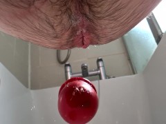 Pushing out ass plug in slow motion