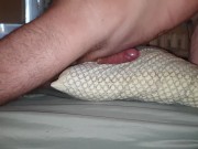Preview 1 of Humping My Pillow Moaning And Gasping Loudly, Cumshot in Condom