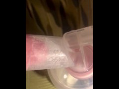 ( close up) Pumping breast milk