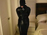 Girl Bound in Hobble Dress and Armbinder