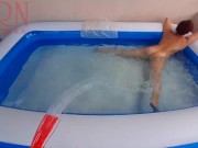 Preview 5 of Outdoor pussy show. Nude couple plays in the outdoor nudist swimming pool. (Regina Noir) 1