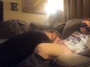 Preview 4 of Straight Thug Gets Big White Cock Sucked While Blindfolded - JohnnyTrigger