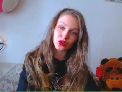 Rock cute beautiful me with long hair and makeup on face and not real but natural fantastic blue eye