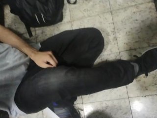 myself seating on the floor, spitting on it, showing belly hair