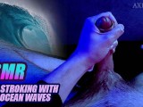 (ASMR) Jerking off with wave sounds / male solo cumshot pov oiled wet cock