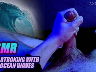 (ASMR) Jerking off with Wave Sounds / Male Solo Cumshot POV Oiled Wet Cock