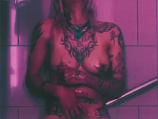 lesbian squirt, tattooed big tits, solo shower, lesbian kissing