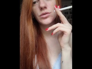solo female, kink, smoking fetish, redhead