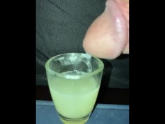 Video Trying to add another load to a shot glass with a month’s worth of my cum—slow motion 