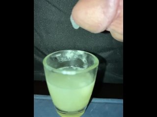 shot glass, masturbation, shooting cum, jizz