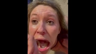 Putting A Stretcher In Milf's Mouth And Shooting Cum