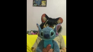 Furry fucking a Disney stitch plushie until he cums.