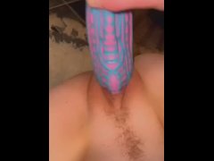 Hot Milf Stretching Her Big Beautiful Pussy with Huge Alien Breeder Dildo from Mr Hankeys Toys