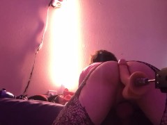 Crossdressing sissy playing with herself