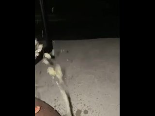 Pissy ebony pussy outside public