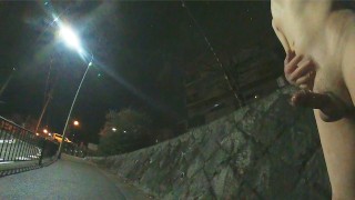 Walking From A Small Park Around An Apartment Complex With A Naked Erection And A Bit Cum 220112