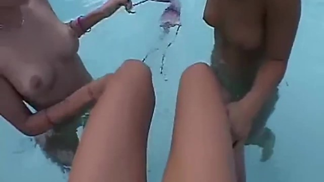 Lesbo teen eat pussy by the poolside