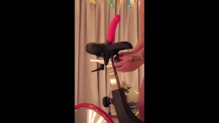 Using A Very Large Dildo To Size Up My Indoor Bike
